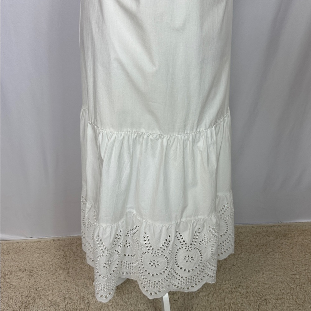 Rails Gia White Midi Dress Medium Eyelet Tiered‎ Flutter Sleeve NO BELT NWOT - Picture 11 of 15